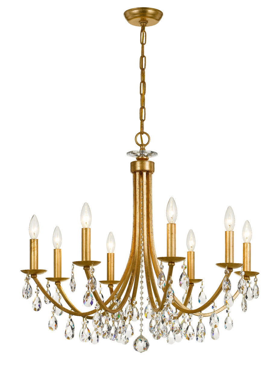 Crystorama Bridgehampton 8 Light Spectra Crystal Antique Gold Chandelier 8828-GA-CL-SAQ