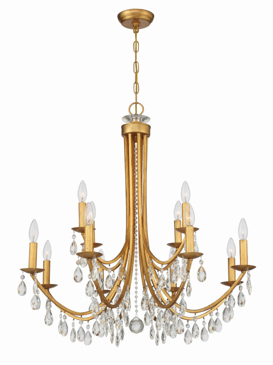 Crystorama Bridgehampton 12 Light Antique Gold Chandelier 8829-GA-CL-MWP