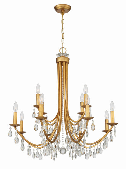 Crystorama Bridgehampton 12 Light Antique Gold Chandelier 8829-GA-CL-MWP