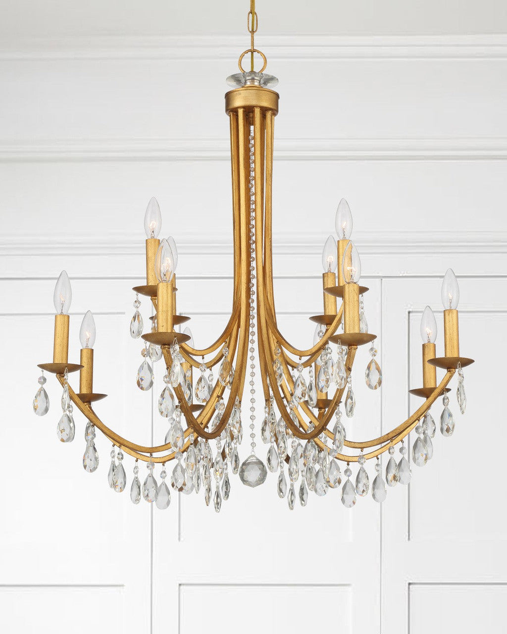 Crystorama Bridgehampton 12 Light Antique Gold Chandelier 8829-GA-CL-MWP