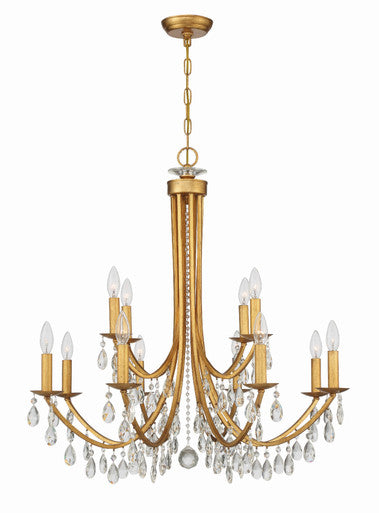 Crystorama Bridgehampton 12 Light Antique Gold Chandelier 8829-GA-CL-MWP