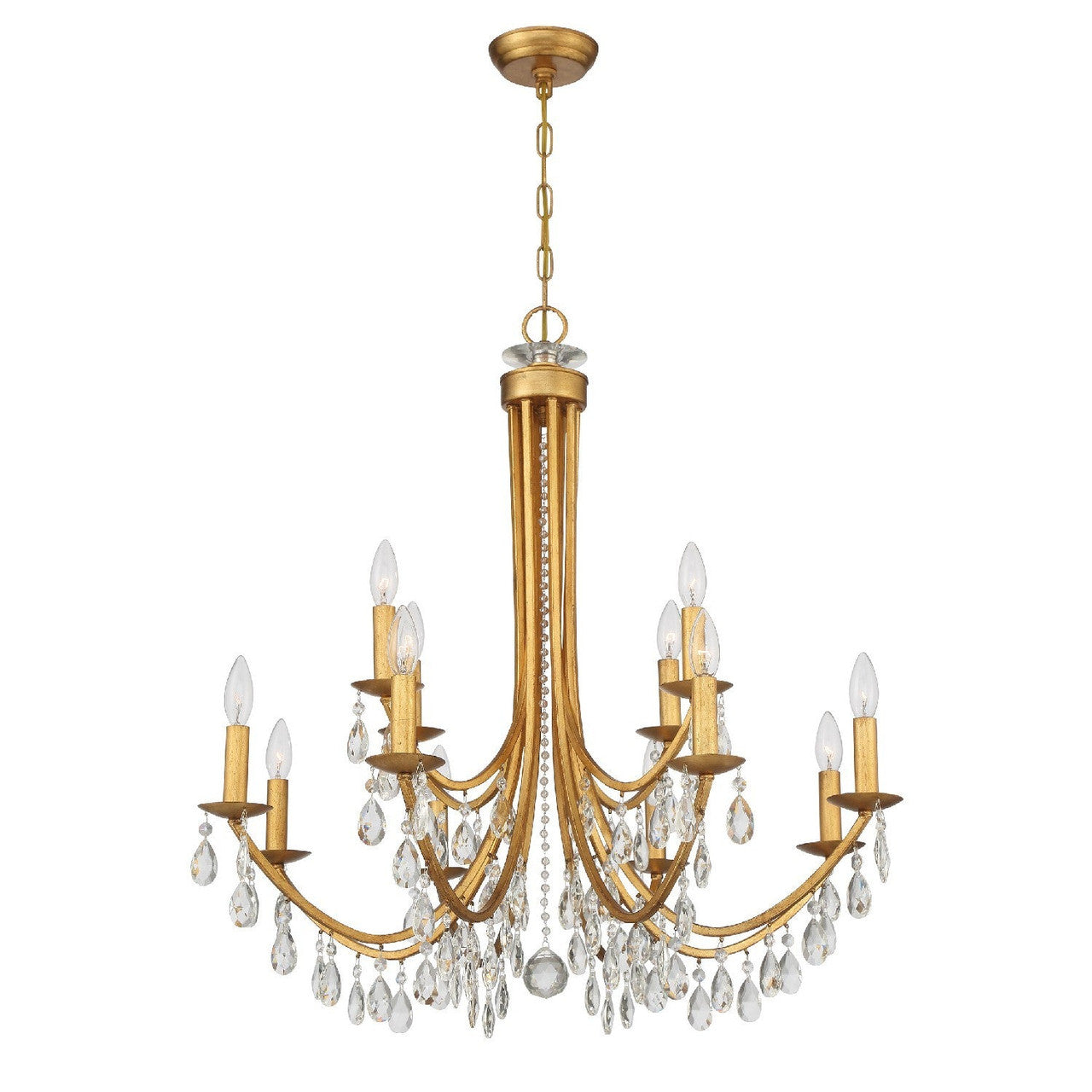 Crystorama Bridgehampton 12 Light Spectra Crystal Antique Gold Chandelier 8829-GA-CL-SAQ