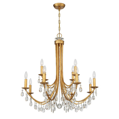 Crystorama Bridgehampton 12 Light Spectra Crystal Antique Gold Chandelier 8829-GA-CL-SAQ