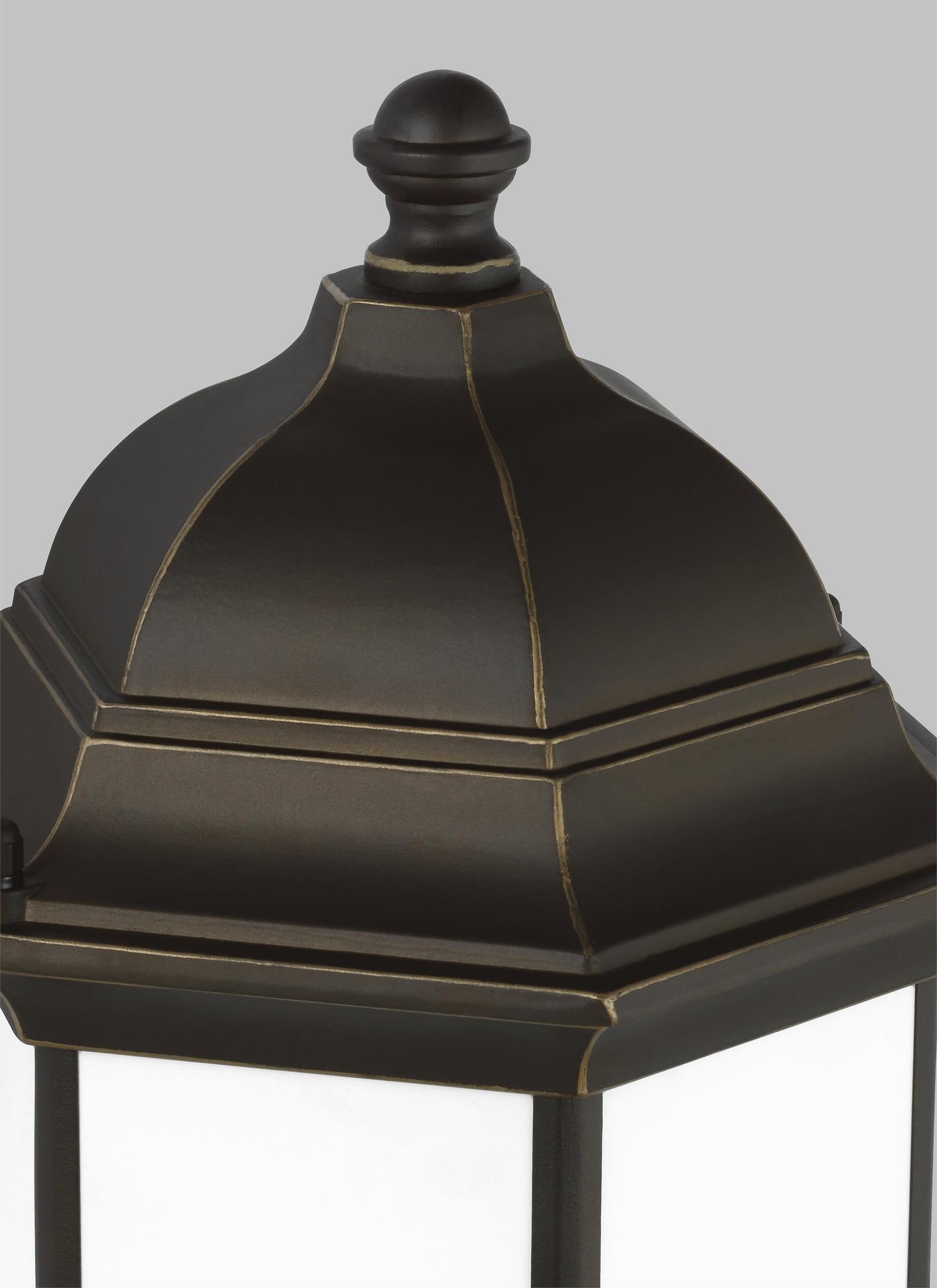 Generation Lighting Sevier traditional 1-light outdoor exterior medium uplight outdoor wall lantern sconce in antique bronze finish with satin etched glass panels 8838751-71