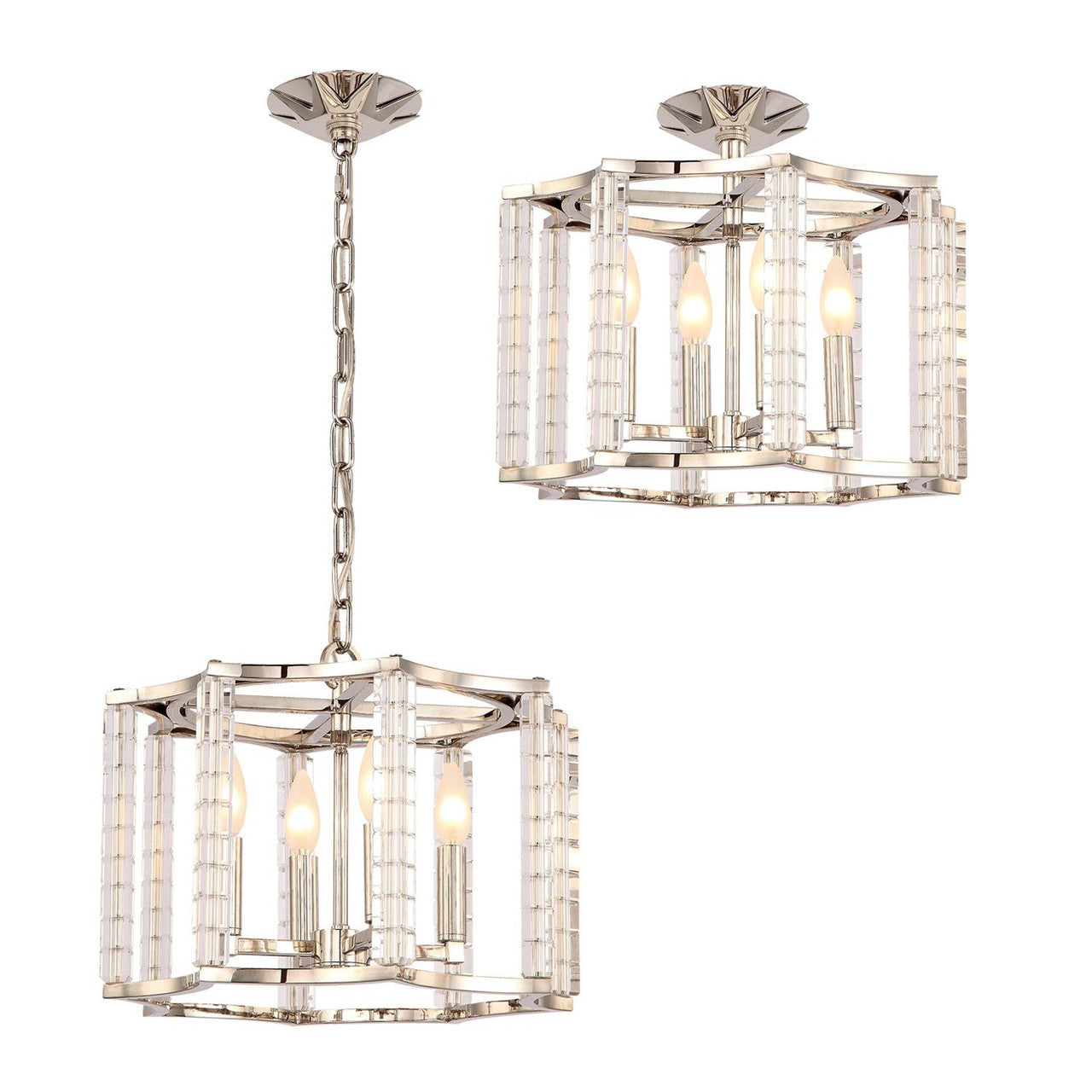 Crystorama Carson 4 Light Polished Nickel Mini Chandelier 8854-PN