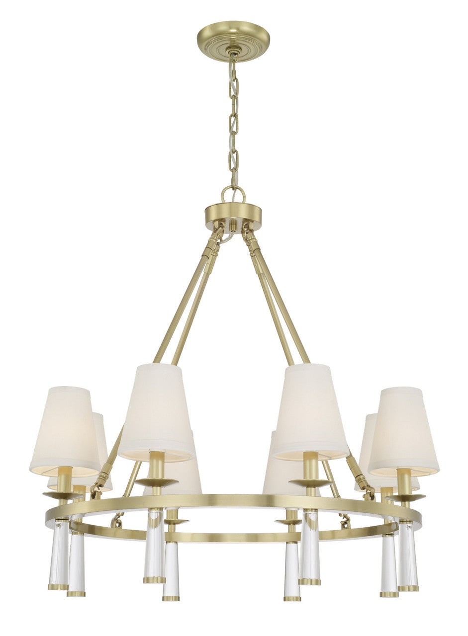 Crystorama Baxter 8 Light Antique Aged Brass Chandelier 8867-AG