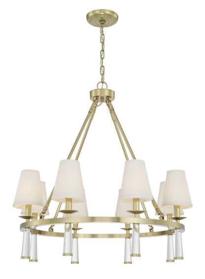 Crystorama Baxter 8 Light Antique Aged Brass Chandelier 8867-AG