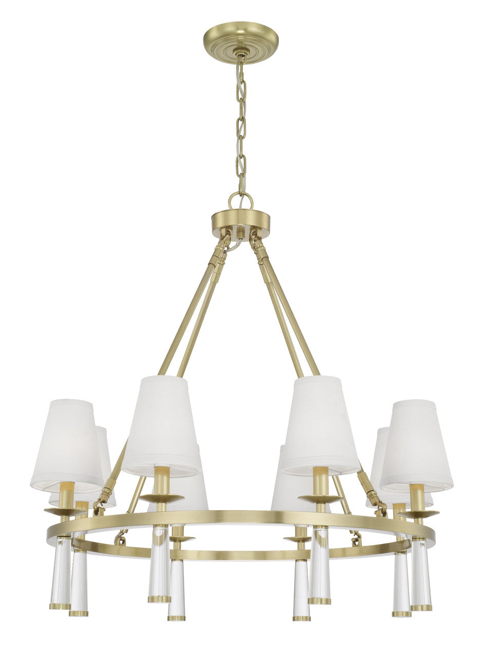 Crystorama Baxter 8 Light Antique Aged Brass Chandelier 8867-AG