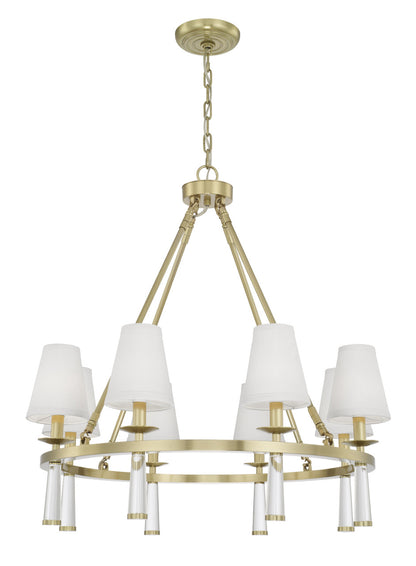 Crystorama Baxter 8 Light Antique Aged Brass Chandelier 8867-AG