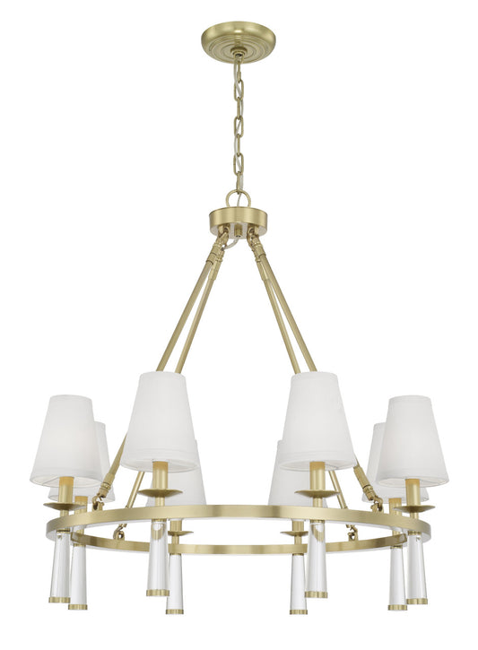 Crystorama Baxter 8 Light Antique Aged Brass Chandelier 8867-AG