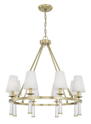 Crystorama Baxter 8 Light Antique Aged Brass Chandelier 8867-AG