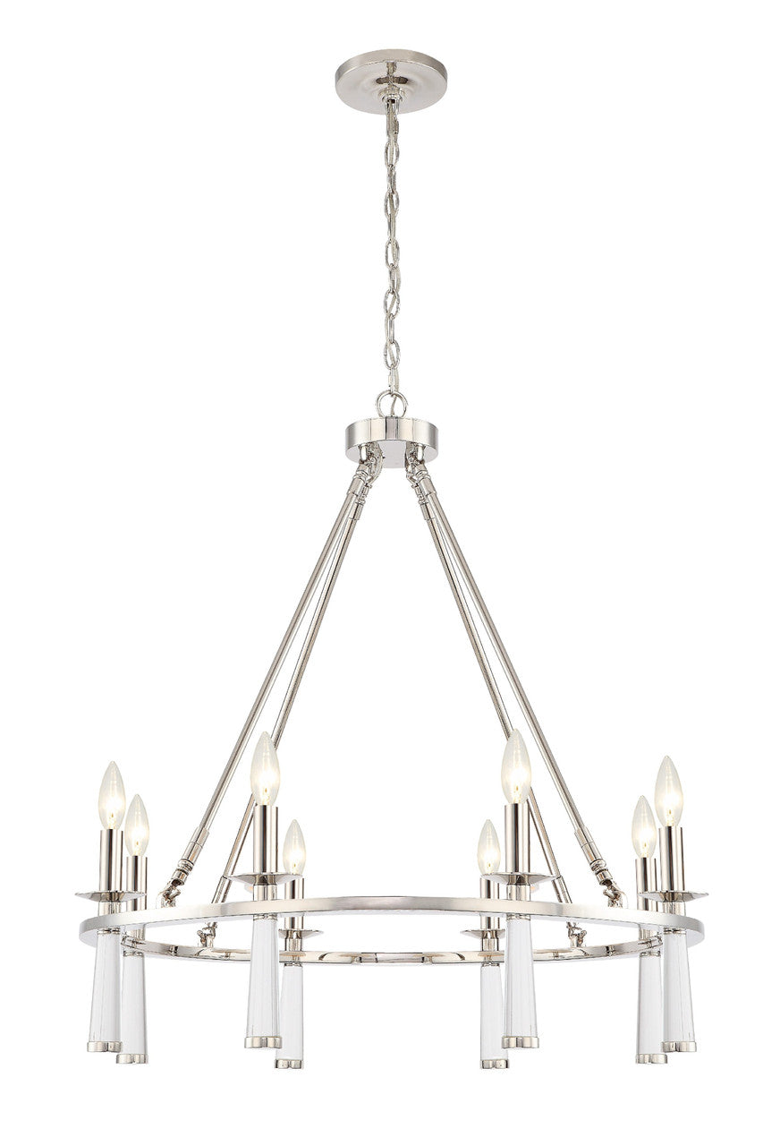 Crystorama Baxter 8 Light Polished Nickel Chandelier 8867-PN