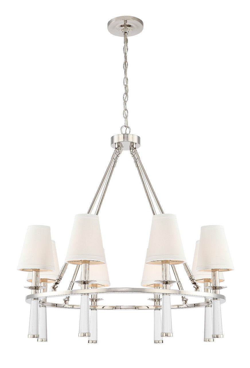 Crystorama Baxter 8 Light Polished Nickel Chandelier 8867-PN