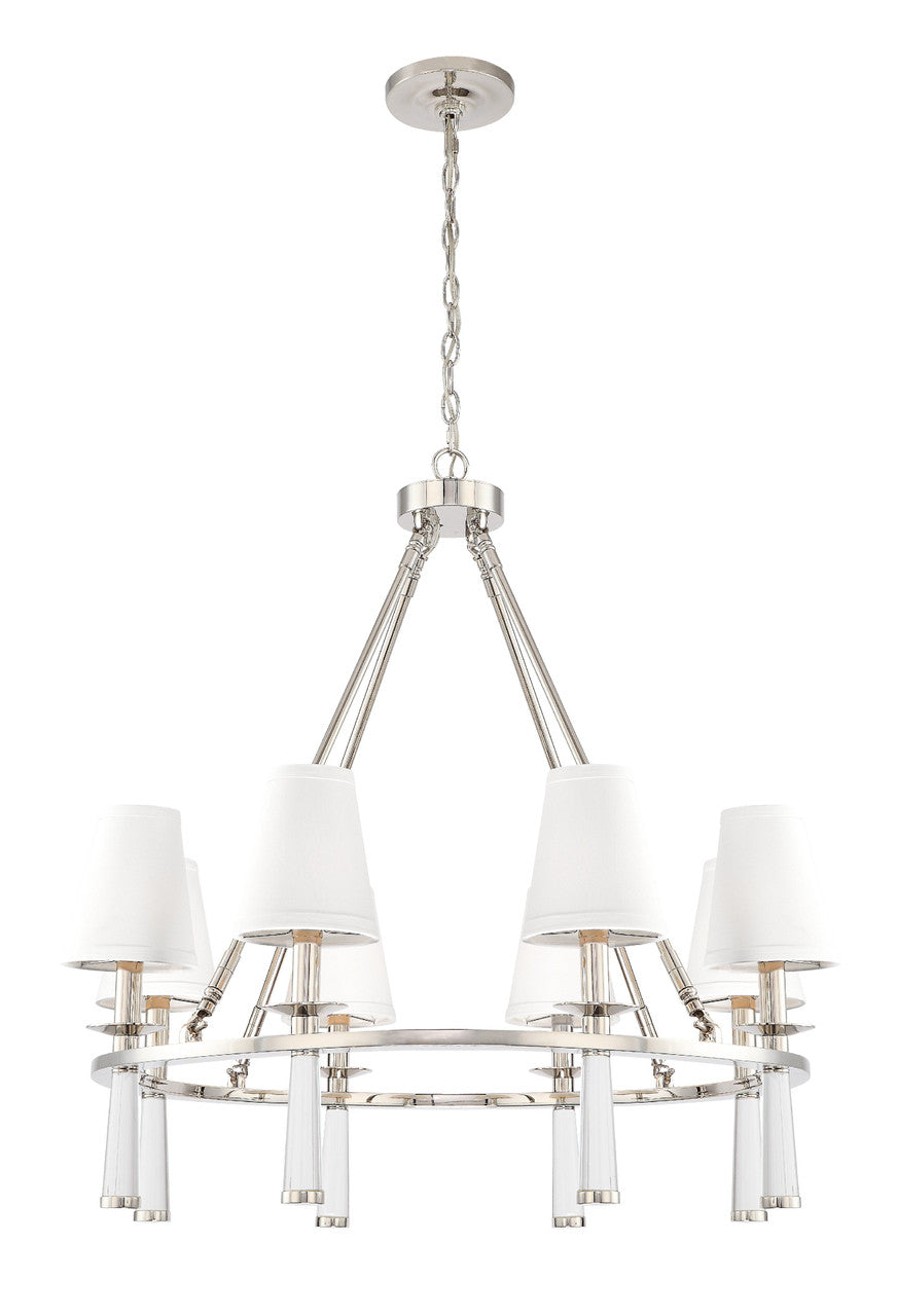 Crystorama Baxter 8 Light Polished Nickel Chandelier 8867-PN