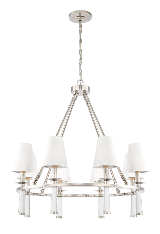 Crystorama Baxter 8 Light Polished Nickel Chandelier 8867-PN