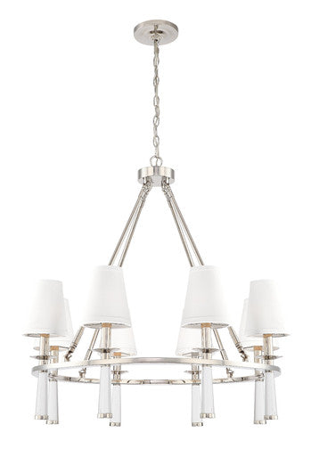 Crystorama Baxter 8 Light Polished Nickel Chandelier 8867-PN