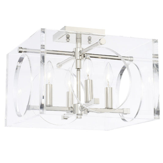 Crystorama Drake 4 Light Polished Nickel Ceiling Mount 8870-PN