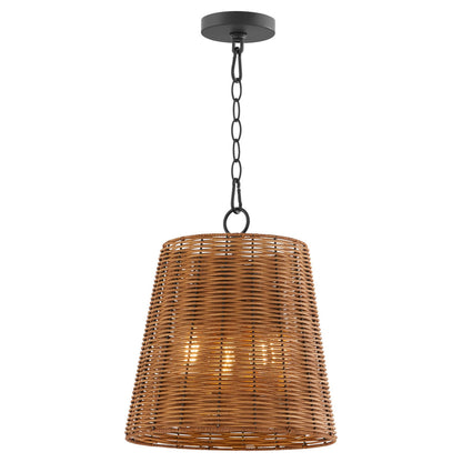 Quorum  3 Light Wicker Pendant - Matte Black 8893-13-59