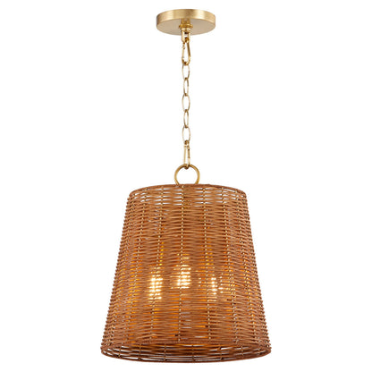 Quorum  3 Light Wicker Pendant - Aged Brass 8893-13-80