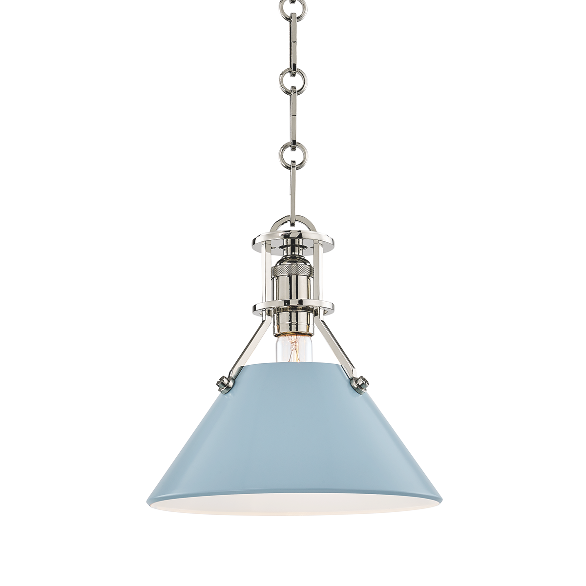 Hudson Valley Lighting Painted No.2 Pendant in Polished Nickel/blue Bird MDS351-PN/BB