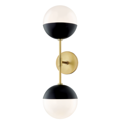 Mitzi 2 Light Wall Sconce in Aged Brass/Black H344102A-AGB/BK