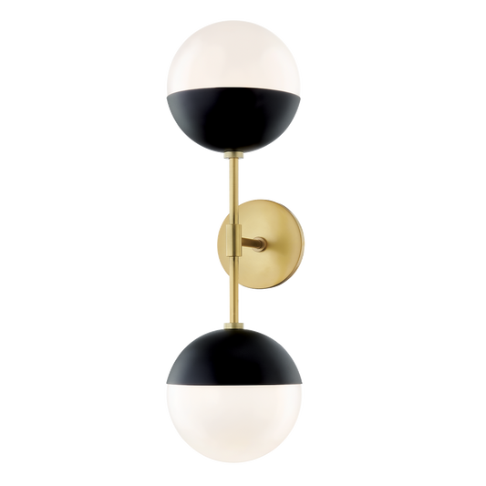 Mitzi 2 Light Wall Sconce in Aged Brass/Black H344102A-AGB/BK