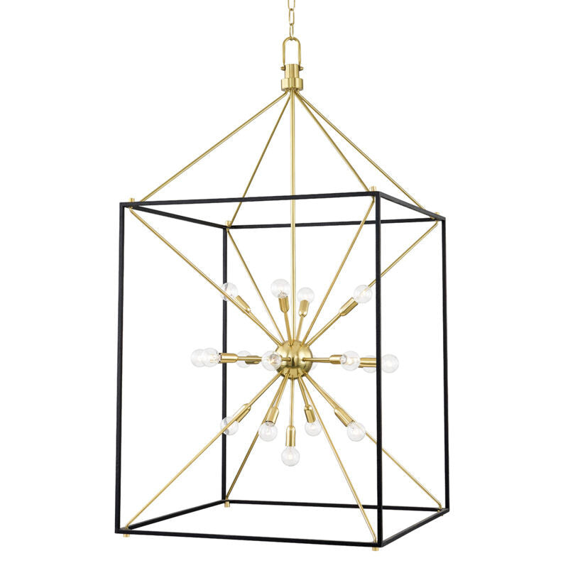 Hudson Valley Lighting Glendale Lantern in Aged Brass/black 8927-AGB/BK