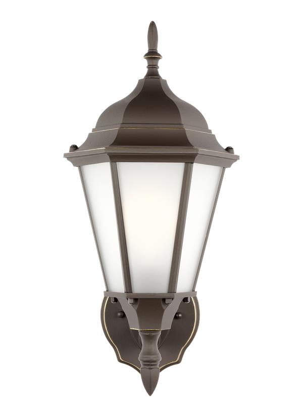 Generation Lighting Bakersville traditional 1-light outdoor exterior wall lantern sconce in antique bronze finish with satin etched glass shades 89941-71