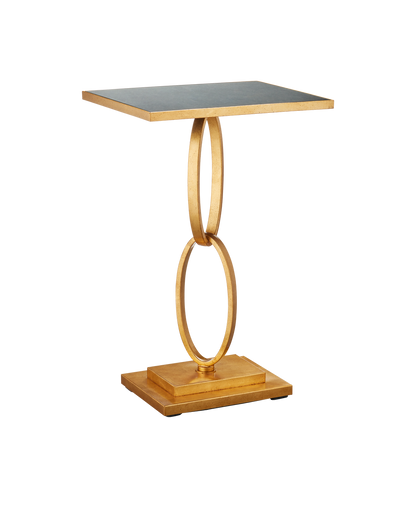 Currey & Co Bangle Gold Accent Table in Gold Leaf/Antique Mirror 4000-0190