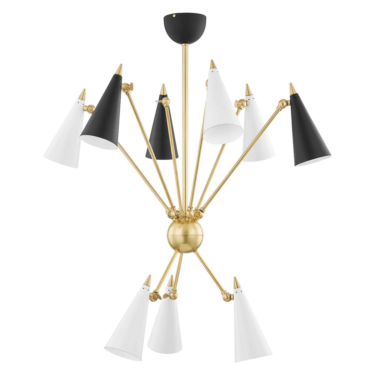 Mitzi 9 Light Chandelier in Aged Brass/Black/White Combo H441809-AGB/BKWH