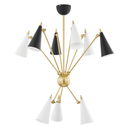 Mitzi 9 Light Chandelier in Aged Brass/Black/White Combo H441809-AGB/BKWH