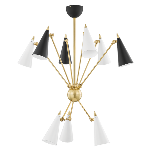 Mitzi 9 Light Chandelier in Aged Brass/Black/White Combo H441809-AGB/BKWH