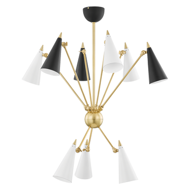 Mitzi 9 Light Chandelier in Aged Brass/Black/White Combo H441809-AGB/BKWH