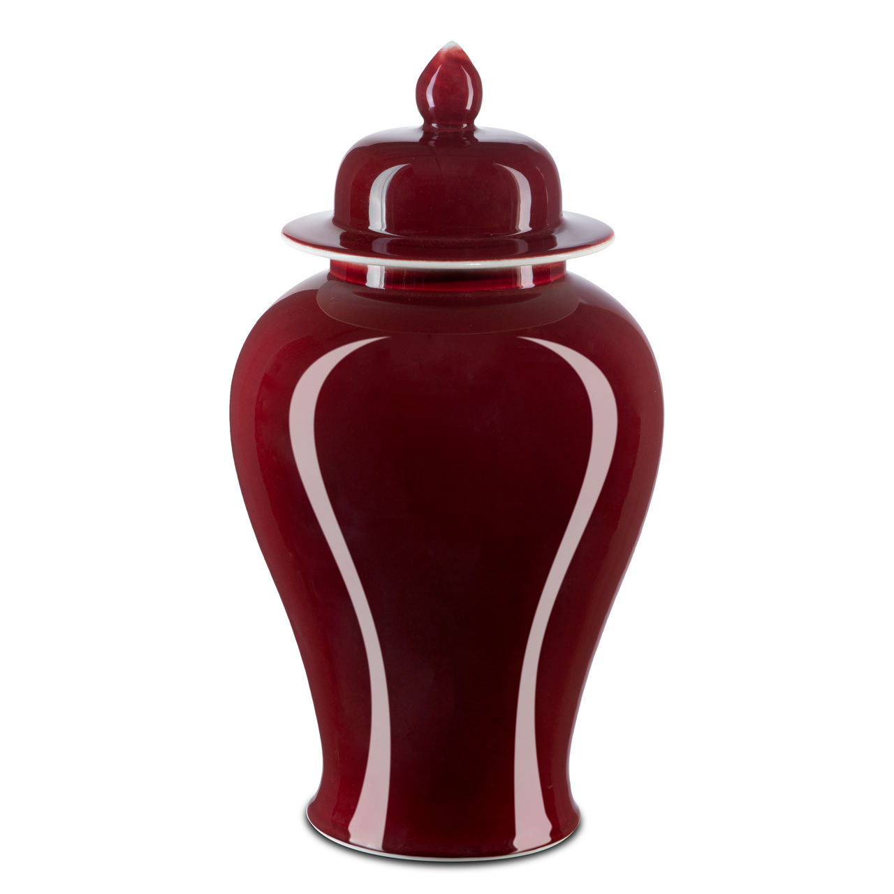 Currey & Co. 10.25" Porcelain Oxblood Medium Temple Jar 1200-0685