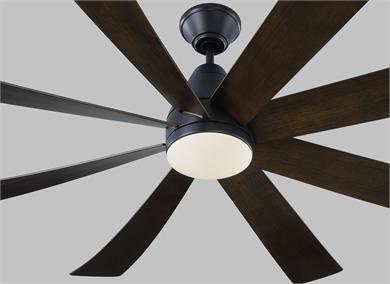 Visual Comfort Fan Kingston 72" LED Ceiling Fan - Matte Black, Handheld Remote, 6-speed, Reverse and Dimmer, indoor/outdoor 8KGR72BKD