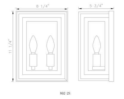 Z-Lite Infinity 2 Light Wall Sconce in Chrome 802-2S-CH