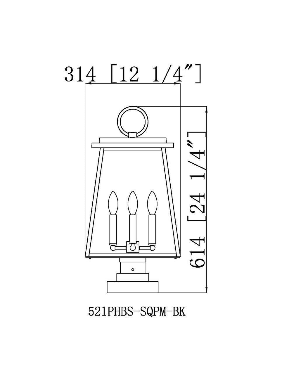 Z-Lite Broughton 4 Light Outdoor Pier Mounted Fixture in Black 521PHBS-SQPM-BK