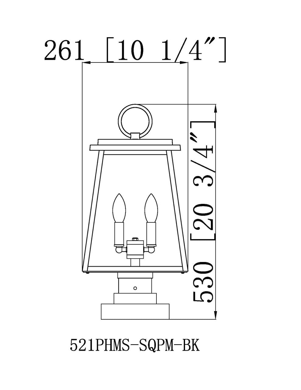 Z-Lite Broughton 2 Light Outdoor Pier Mounted Fixture in Black 521PHMS-SQPM-BK