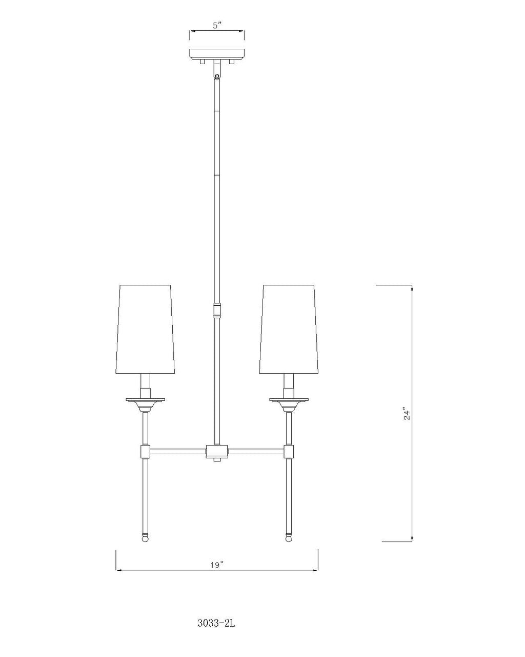 Z-Lite Emily 2 Light Linear Chandelier in Matte Black 3033-2L-MB