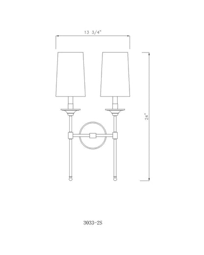 Z-Lite Emily 2 Light Wall Sconce in Polished Nickel 3033-2S-PN