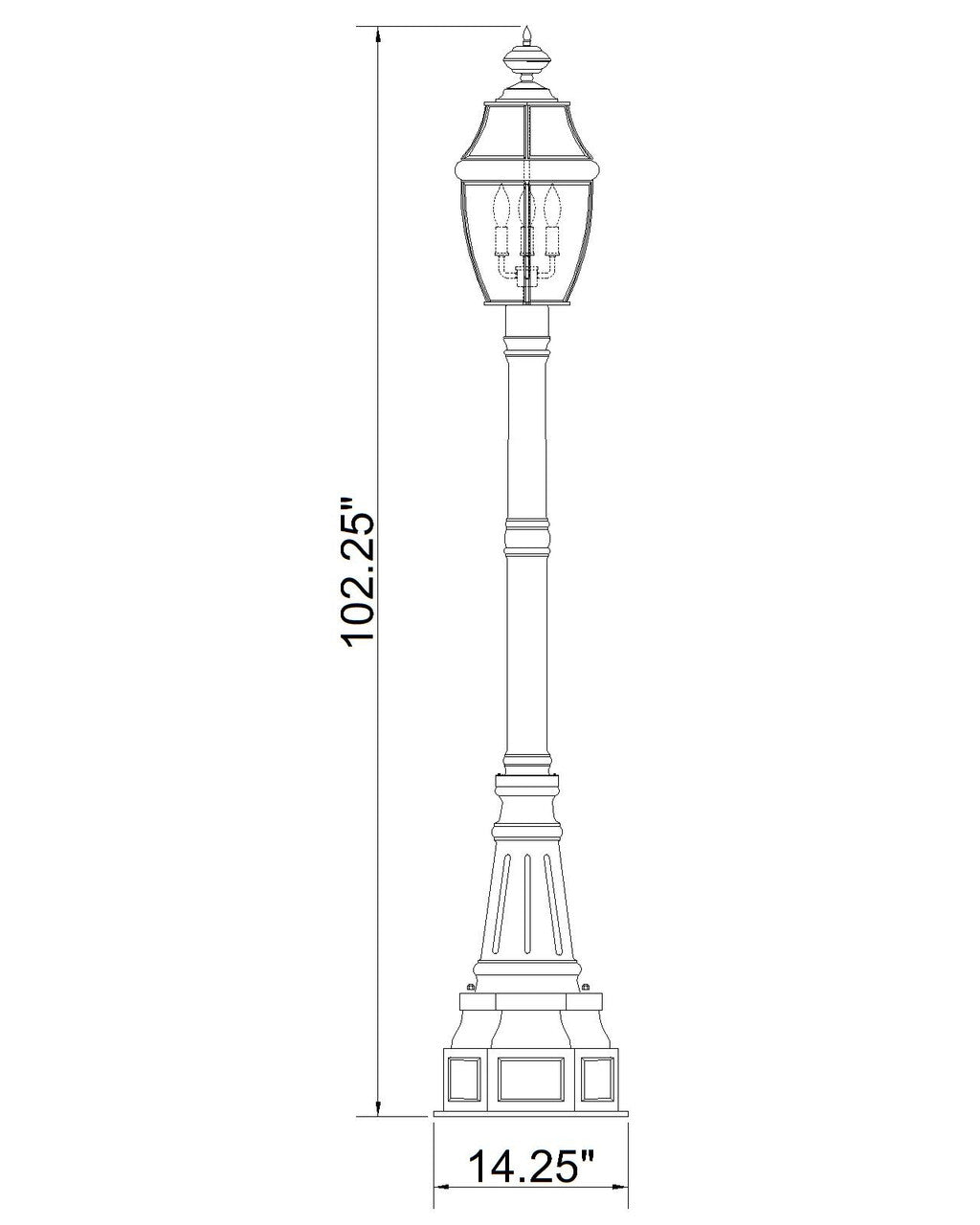 Z-Lite Westover 3 Light Outdoor Post Mounted Fixture in Black 580PHB-564P-BK