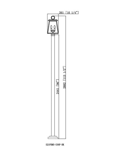 Z-Lite Broughton 2 Light Outdoor Post Mounted Fixture in Black 521PHMS-536P-BK