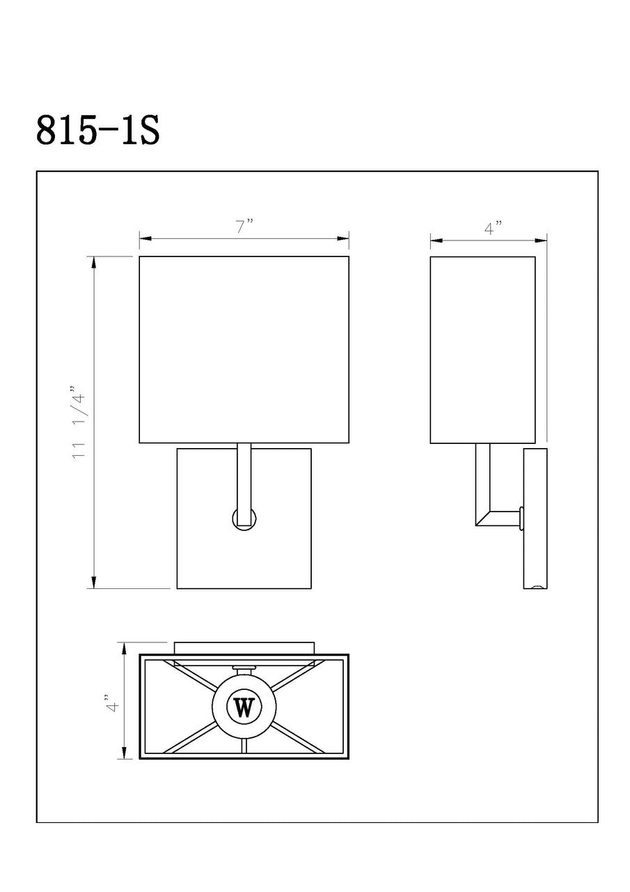 Z-Lite Saxon 1 Light Wall Sconce in Brushed Nickel 815-1S-BN