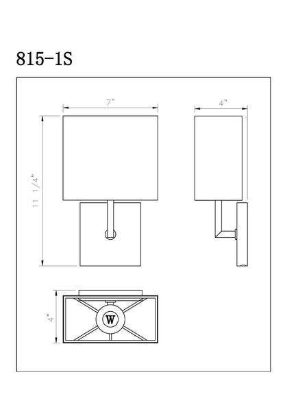 Z-Lite Saxon 1 Light Wall Sconce in Brushed Nickel 815-1S-BN