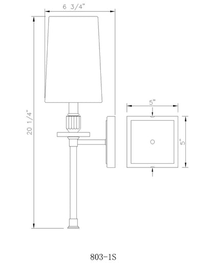 Z-Lite Sophia 1 Light Wall Sconce in Matte Black 803-1S-MB