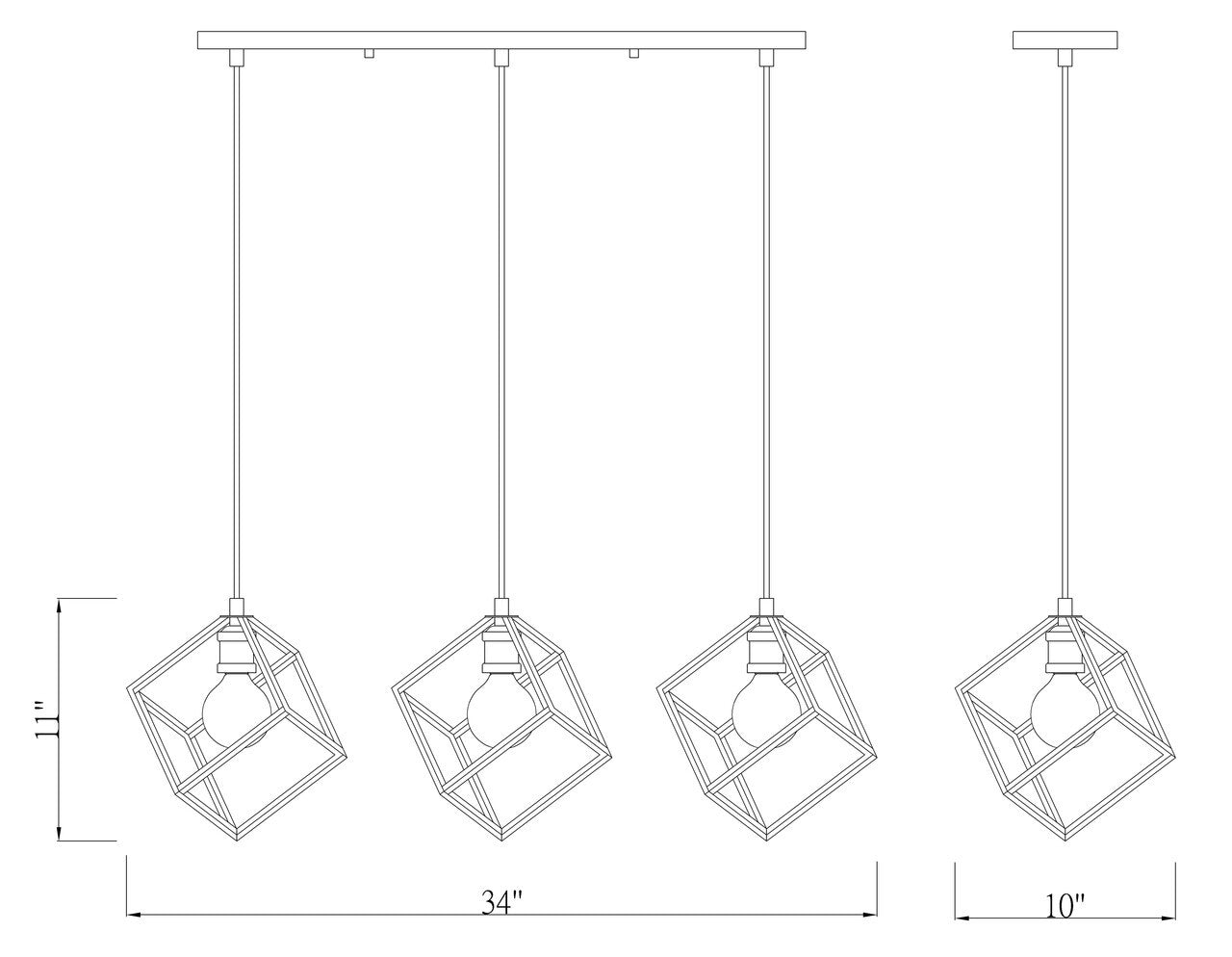 Z-Lite Vertical 3 Light Linear Chandelier in Matte Black + Brushed Nickel 478-3L-MB-BN