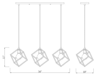 Z-Lite Vertical 3 Light Linear Chandelier in Matte Black + Brushed Nickel 478-3L-MB-BN