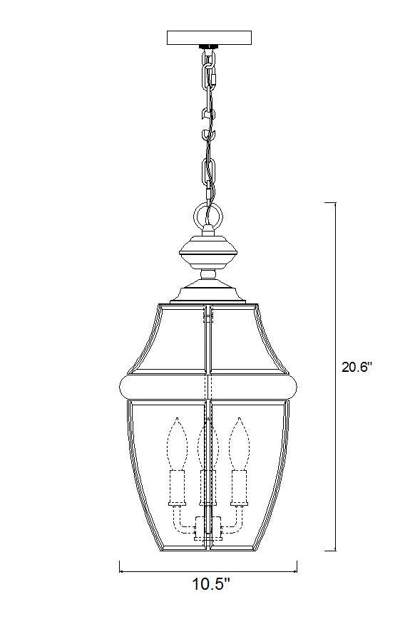 Z-Lite Westover 3 Light Outdoor Chain Mount Ceiling Fixture in Black 580CHB-BK