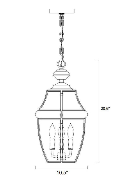 Z-Lite Westover 3 Light Outdoor Chain Mount Ceiling Fixture in Black 580CHB-BK