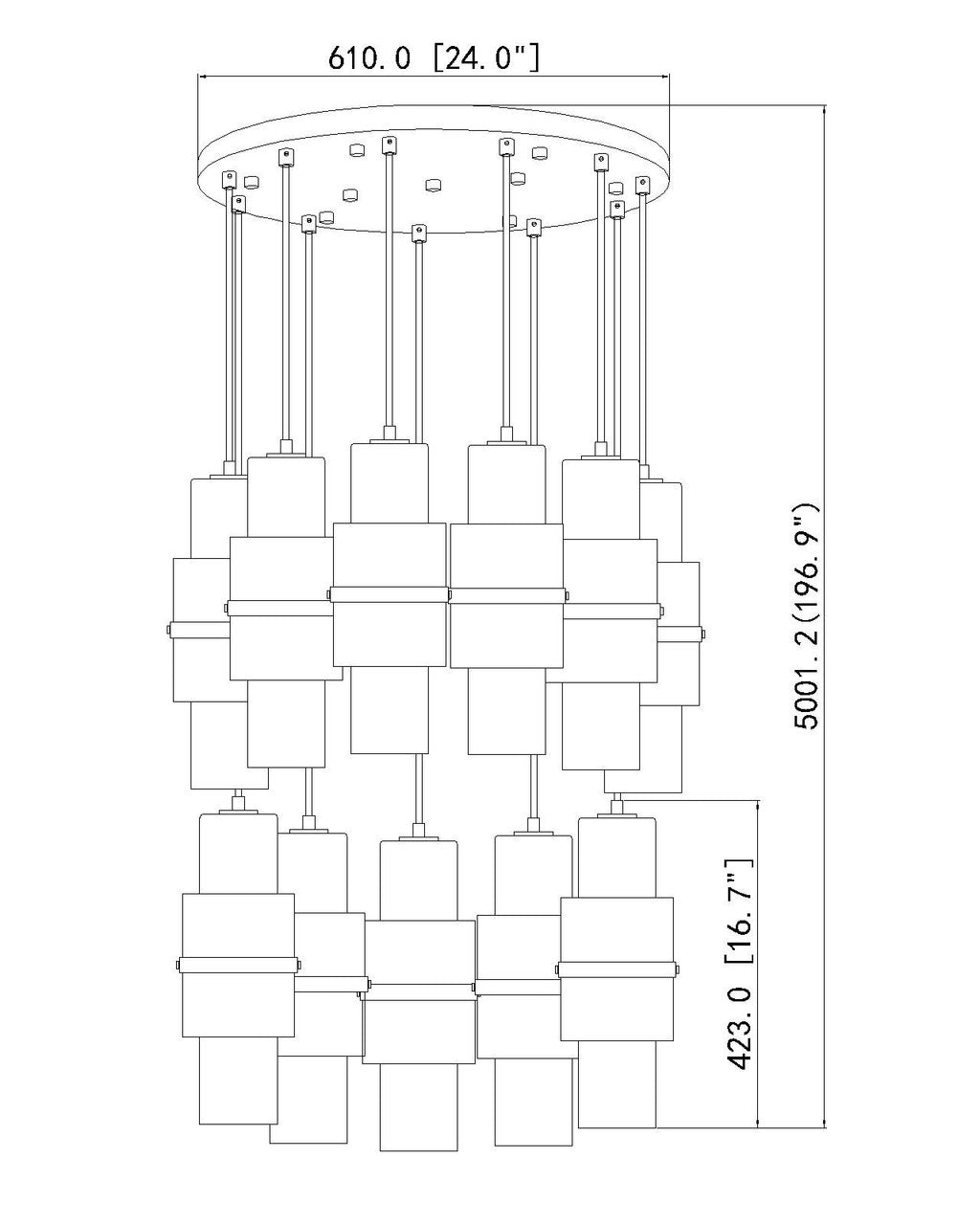 Z-Lite Cayden 11 Light Chandelier in Brushed Nickel 1946P-11R-BN